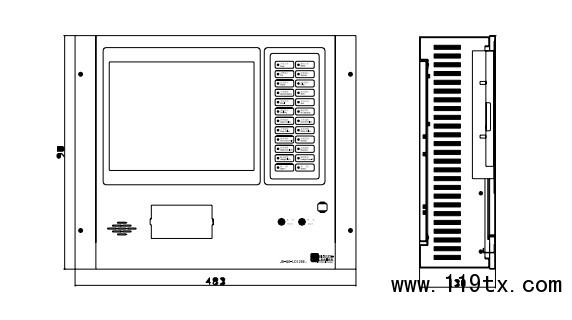 JB-QG-LD128EⅡ火災(zāi)報警控制器外形尺寸圖