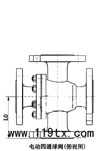 電動(dòng)四通球閥_俯視圖